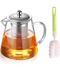 Tetera De Cristal con Colador, Té de Vidrio De Borosilicato con Colador, Transparente Para Té Suelto, Apta Para Iavavajillas 550 ml