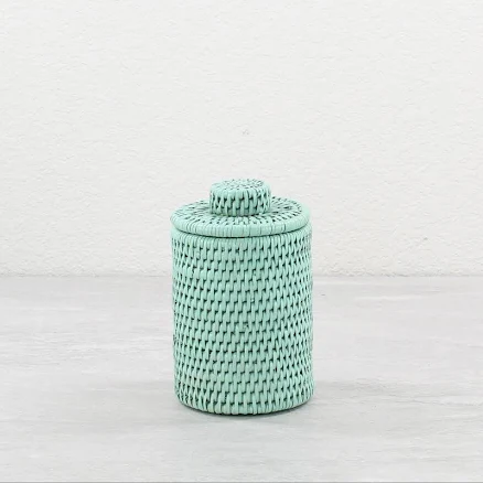 Elegant Wedding Gift Set - Sustainable Sage Leaf Rattan Home Décor Canister