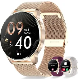 Reloj Inteligente Mujer con Llamada y Asistente Voz, con Monitoreo de Pulsómetro, Sueño, Oxímetro, Pulsera Actividad Podómetro, Caloría 20 Modos