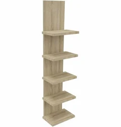MARAND Wandregal Schmal 25x100x17 cm (BxHxT), Hängeregal 5 Ablagen, Bücherregal Modern für Wohnzimmer, Kinderzimmer Flur, Küche, Wandregal