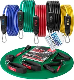 Set de bandes de résistance élastiques + guide d'exercices – 5 tubes en late