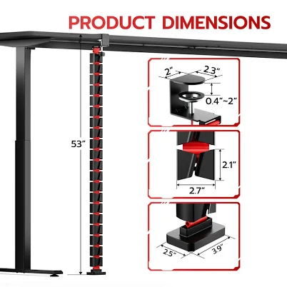 ARES WING Under Desk Cable Management Spine, Magnetic & Clamp on & Screw on Vertebrae Cable Management for Standing Desk, Length Adjustable Cord