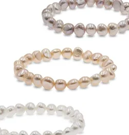 Set de Pulseras de Perlas Barrocas de Agua Dulce Tonos Naturales