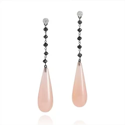 Pendientes de cuarzo rosa y diamantes - Soler Cabot