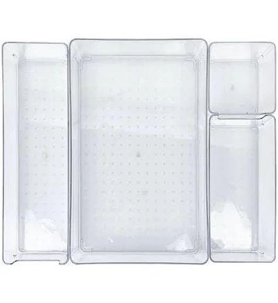 Belle Maison 4-Piece Multi-Purpose Clear Drawer Organizer