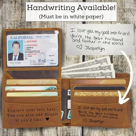 Personalized Genuine Leather RFID Wallet for Grandson
