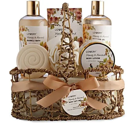 Lovery Home Spa Gift Basket Honey & Almond Luxury Set