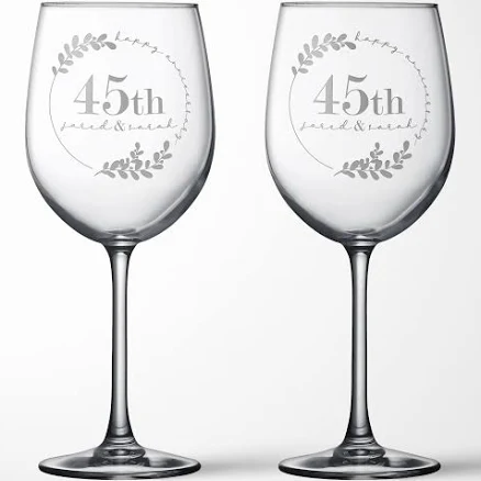 Engraved Anniversary Wine Glass Set – Personalized Design
