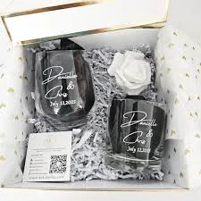 Personalized Whiskey & Wine Glass Set: Laser Engraved Couple's Gift