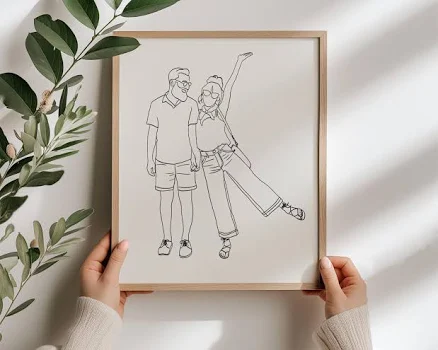 Custom Couple Portrait, Minimalist Line Art, Portrait From Photo, Gift For Boyfriend, Bestie Gift, Best Friend Portrait