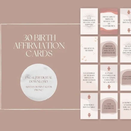 Birth Affirmations | Set of 30 Birth Affirmation Cards