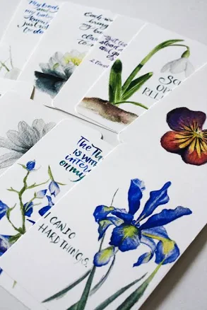 Birth Affirmation Card Set of 9, 4x6 cards, Encouragement for Birth and lsbor, Scripture, Birth flowers, Watercolor, Brush lettering