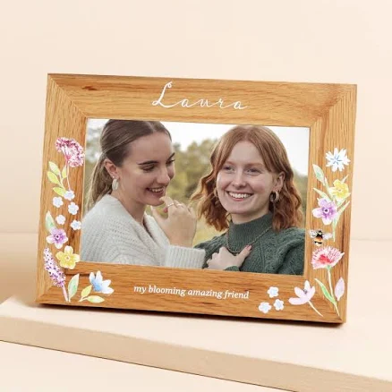 Lisa Angel Homeware Collection Personalized Floral Oak Photo Frame