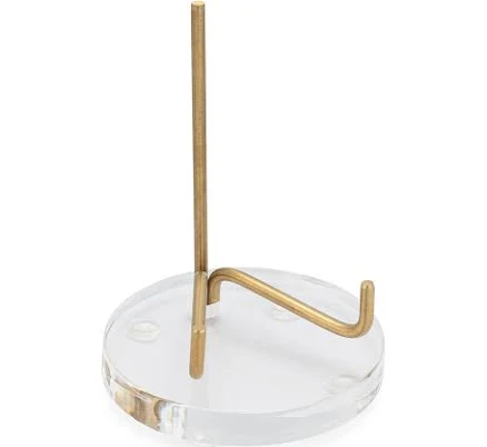 Clear Choice Acrylic Brass Adjustable Swing Arm 3/8 x Thick Base Easel Display Stand | Display Mineral Rocks, Photos, Cards, | Clear w/Brass