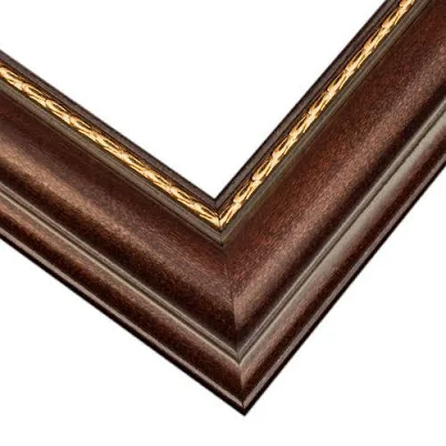 Custom Deep Walnut Gold Picture Frame
