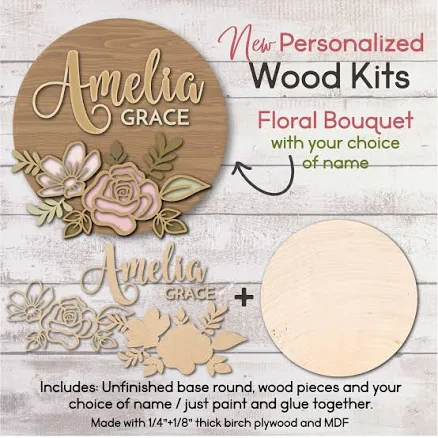 Personalized Floral Name Door Hanger