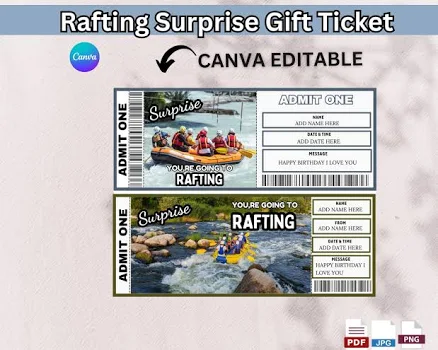 Rafting Trip Gift Ticket: Surprise Adventure Reveal (Digital Download)