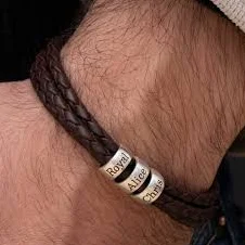 Family Name Bracelet Custom Leather Bracelet for Men