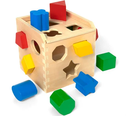 Melissa & Doug Personalized Shape Sorting Cube Classic Wooden Toy with 12 Shapes
