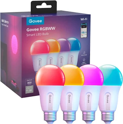 Govee 800LM RGBWW Smart LED Bulb 4-Packs