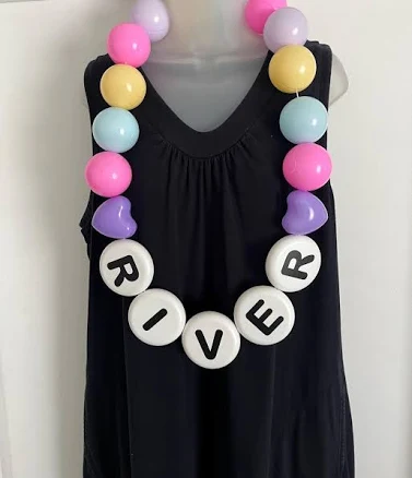 Custom Name Necklace with Jumbo Friendship Bead Lei