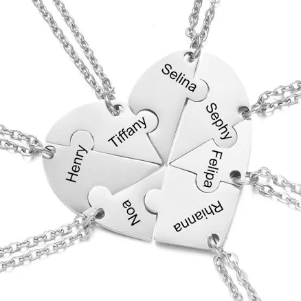 Personalized Name Heart Puzzle Necklace
