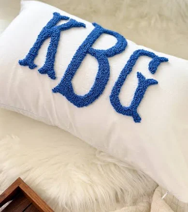 Monogram Pillow Cover with Punch Needle Embroidery, Personalized Wedding Gift for Couple, Custom Monogram Gift, Initial Pillow