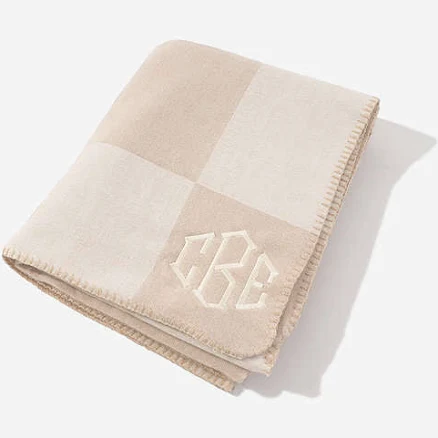 Monogrammed Checkered Blanket
