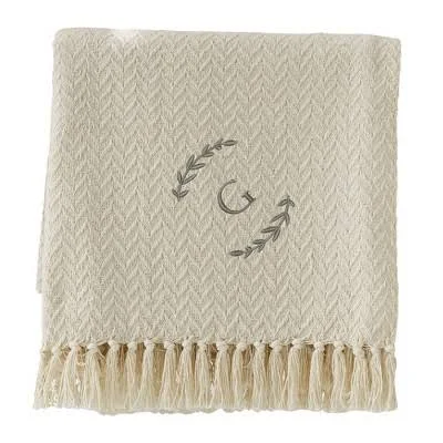 Personalization Mall Your Initial Embroidered Afghan Throw Blanket