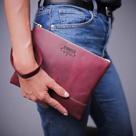 Monogrammed Leather Clutch for Women