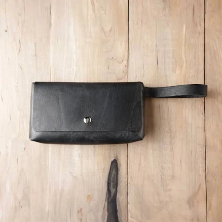 USA Made Monogrammed Full Grain Leather Clutch