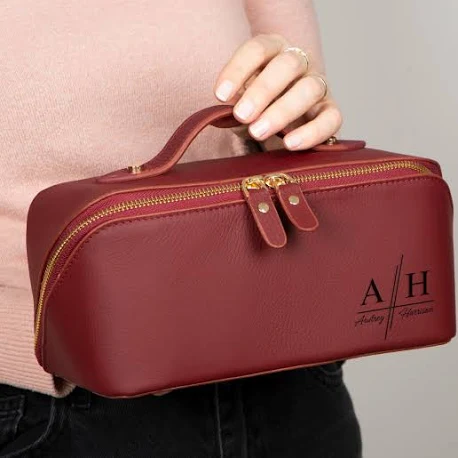 Personalized Leather Makeup Bag