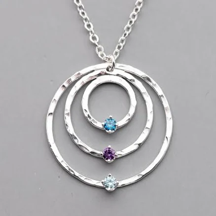 Personalized Sterling Silver Grandma Necklace with Custom Handmade Birthstone
