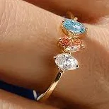 14k Solid Gold Personalized 3 Stone Birthstone Ring