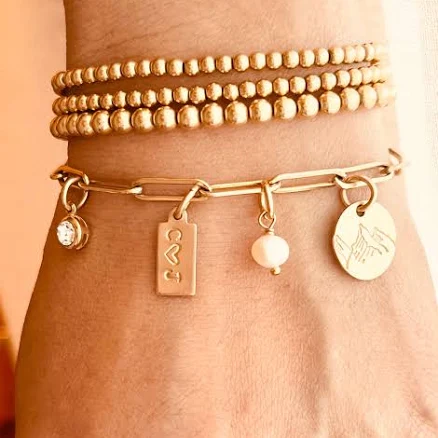Personalized Gold Charm Bracelet Build Your Own Story Bracelet Bracelet + Charms 1” Extender