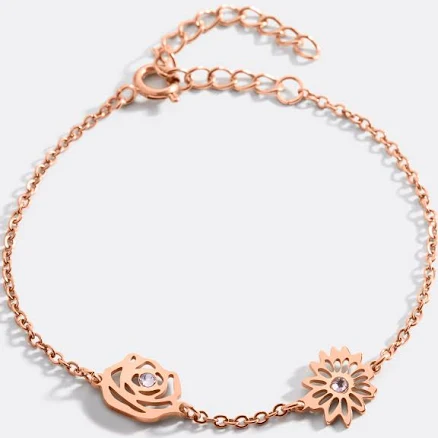 Personalized Birth Flower Charm Bracelet