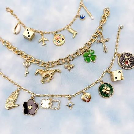 Build Your Own Custom Charm Bracelet. Gold Charm Bracelet. Custom Charm Bracelet. Gift for Her.