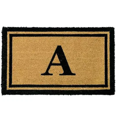 Black Monogrammed Coir Mat