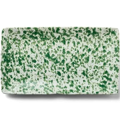 Sur La Table Large Green Splatter Stoneware Serving Platter