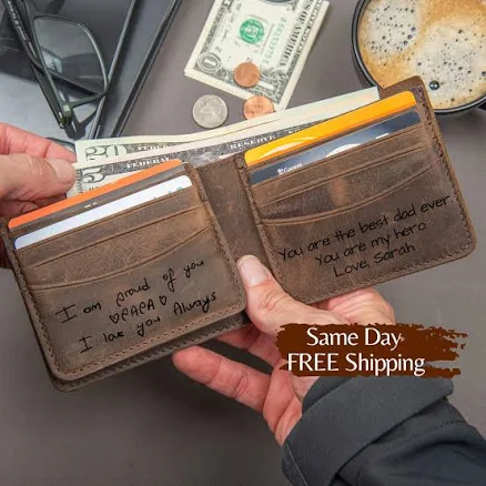 Personalized Leather Wallet for Your Text or Logo