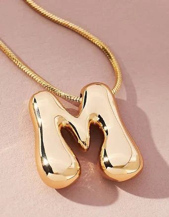 Anthropologie Bubble Letter Monogram Necklace