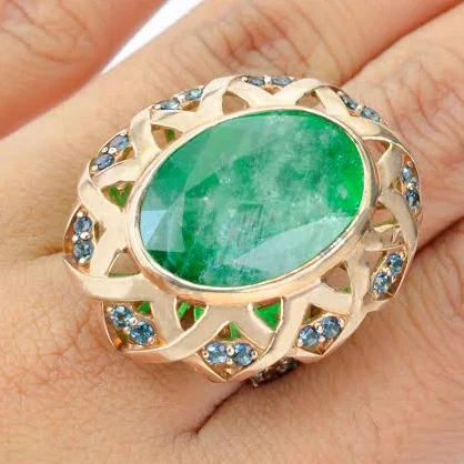 Stunning Vintage 1920s Style Lattice Emerald Cocktail Ring, Multi Stone Green Statement Ring, Chunky Cocktail Ring, Gifts for Her