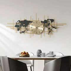 Reloj de Pared de Metal Grande Mapa