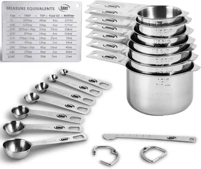 Kaluns 16 Piece Stainless Steel Measuring Cups and Spoons Set