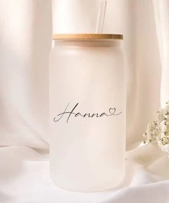 Personalisiertes Eiskaffeeglas mit Herz