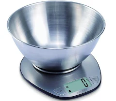 Balanza de cocina EXZACT con pantalla LCD y cuenco de acero inoxidable