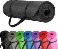 NBR Yogamatte mit Tragegurt 1,5cm dicker Schaumstoff Gymnastikmatte Sportmatte Bodenmatte für Homeworkouts Yoga Pilates HIT