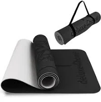 deluxe4home Yogamatte Gymnastikmatte I Fitness Matte Rutschfest mit Tragegurt I Sportmatte für Yoga & Pilates I Trainingsmatte mit Ausrichtungslinien