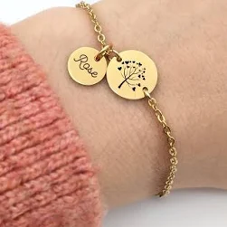 Bracelet personnalisé Arbre de vie et médailles de 10 mm à graver Or rose