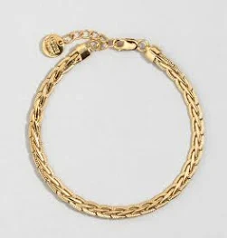 Louise Damas Bracelet Finition or 24k Chaine 14cm Maille plate et tressée